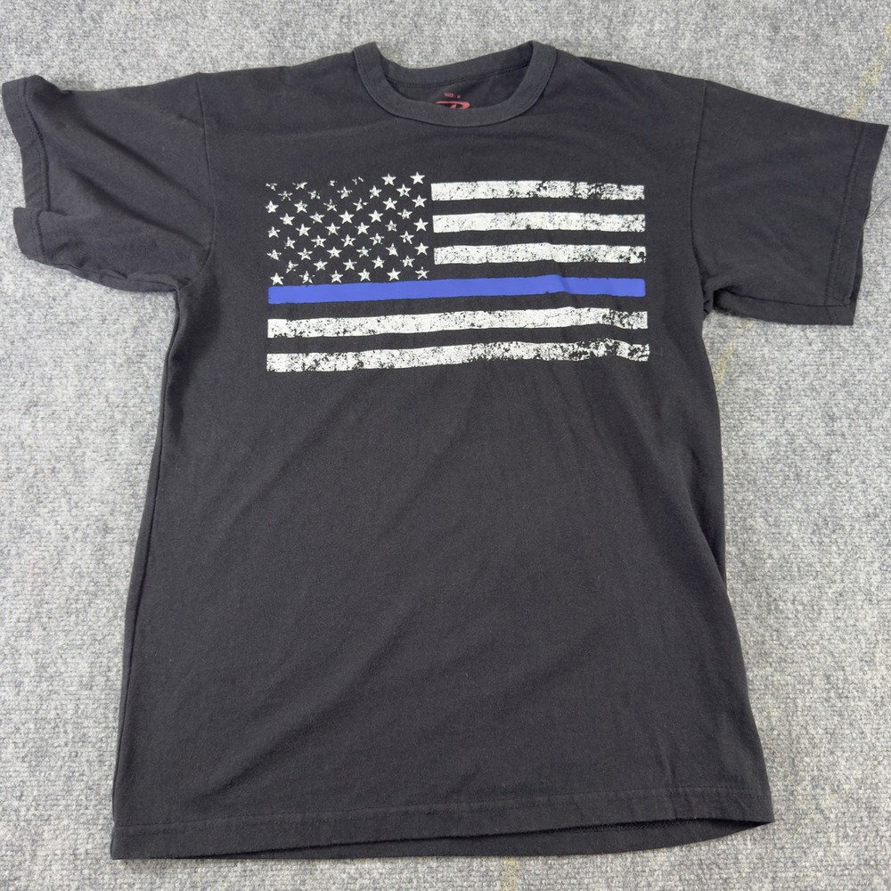 Rothco Thin Blue Line American Flag Graphic T-Shirt Black Size M